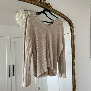 Waffle Knit V Neck Sweater!